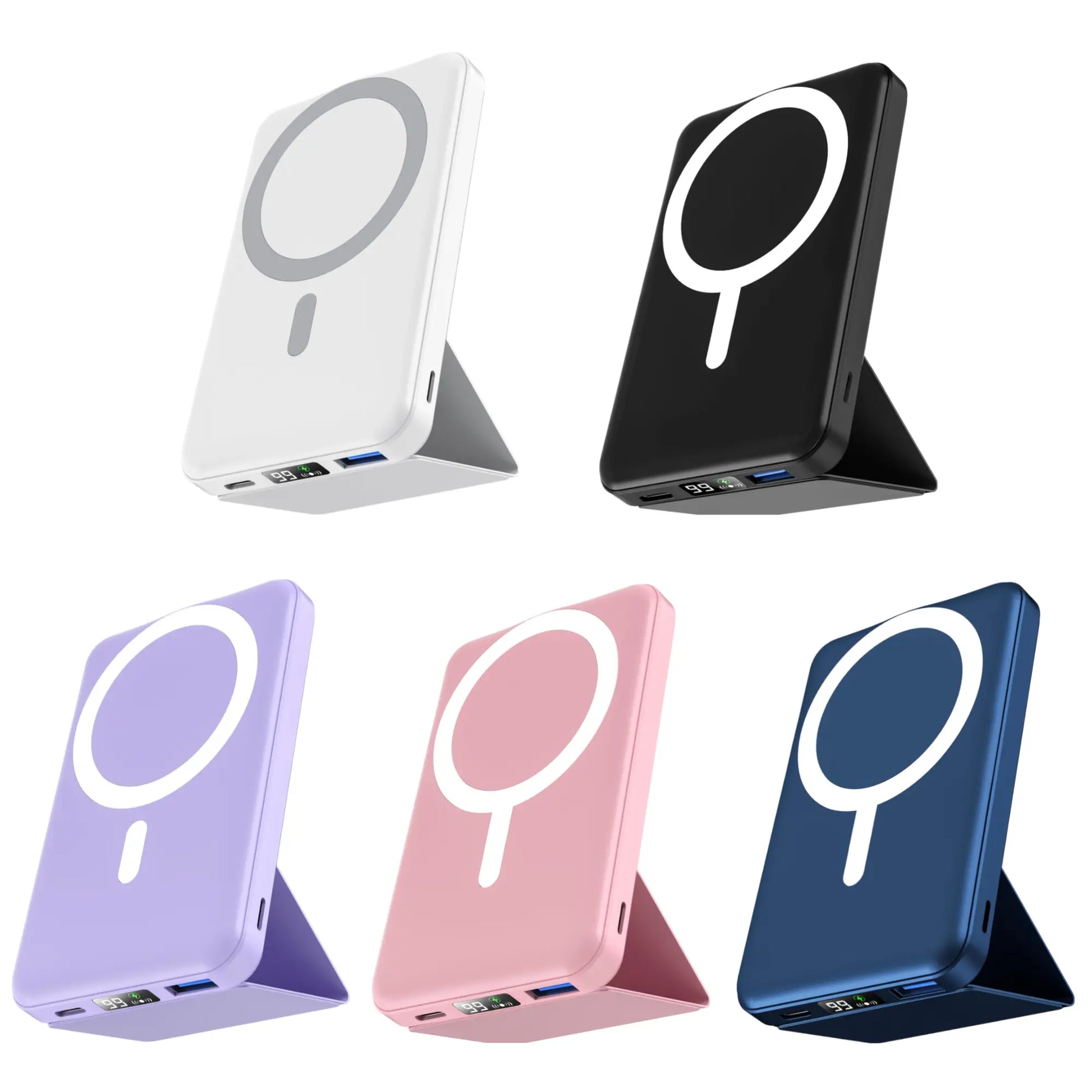 10,000mAh Magnetic Wireless Power Bank with LED Display | 22.5W Fast Charging MagSafe Battery Pack with Stand | Compatible with iPhone 17/16/15/14/13/12 Series | Portable Foldable Lithium-Ion Travel Charger with USB Type-C