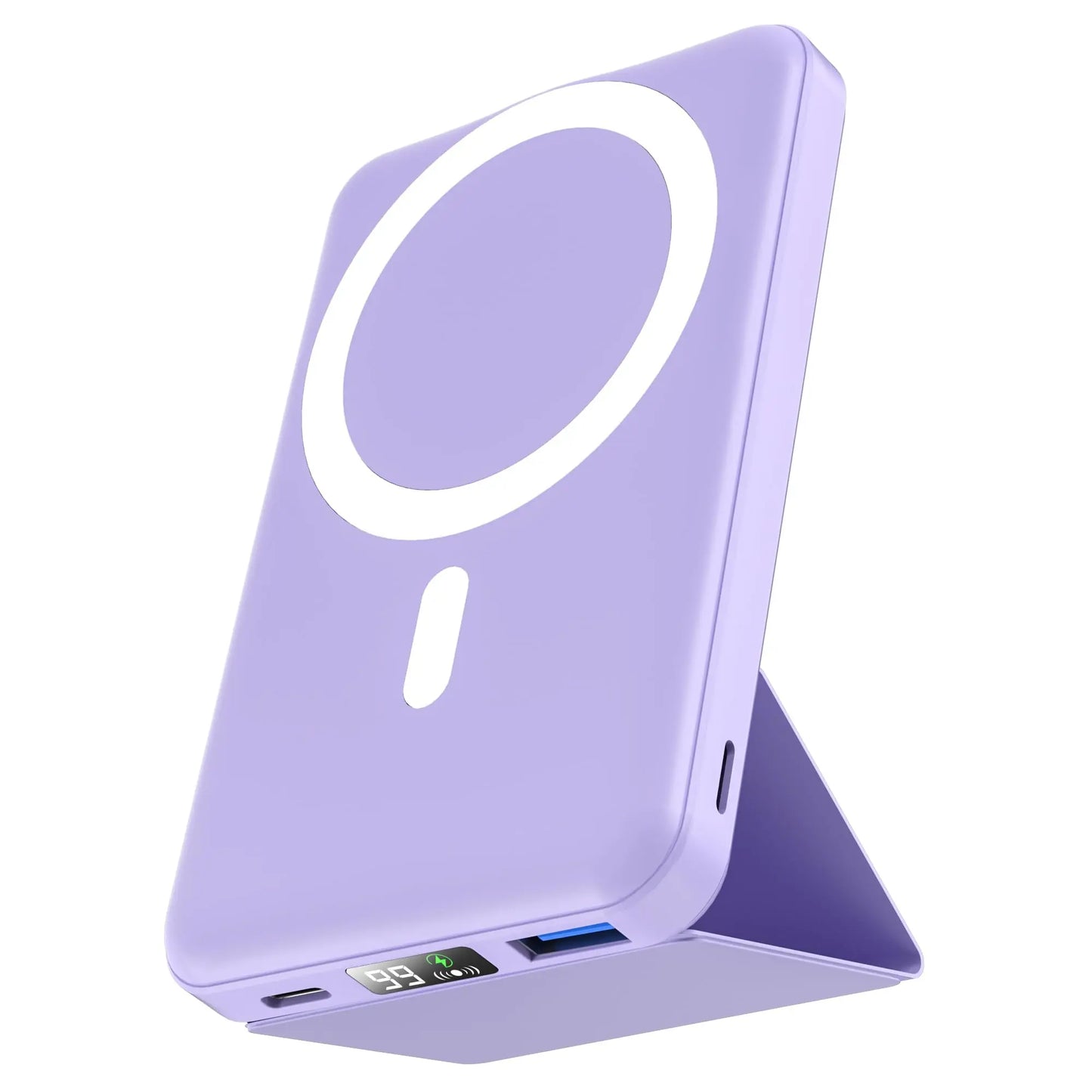 10,000mAh Magnetic Wireless Power Bank with LED Display | 22.5W Fast Charging MagSafe Battery Pack with Stand | Compatible with iPhone 17/16/15/14/13/12 Series | Portable Foldable Lithium-Ion Travel Charger with USB Type-C