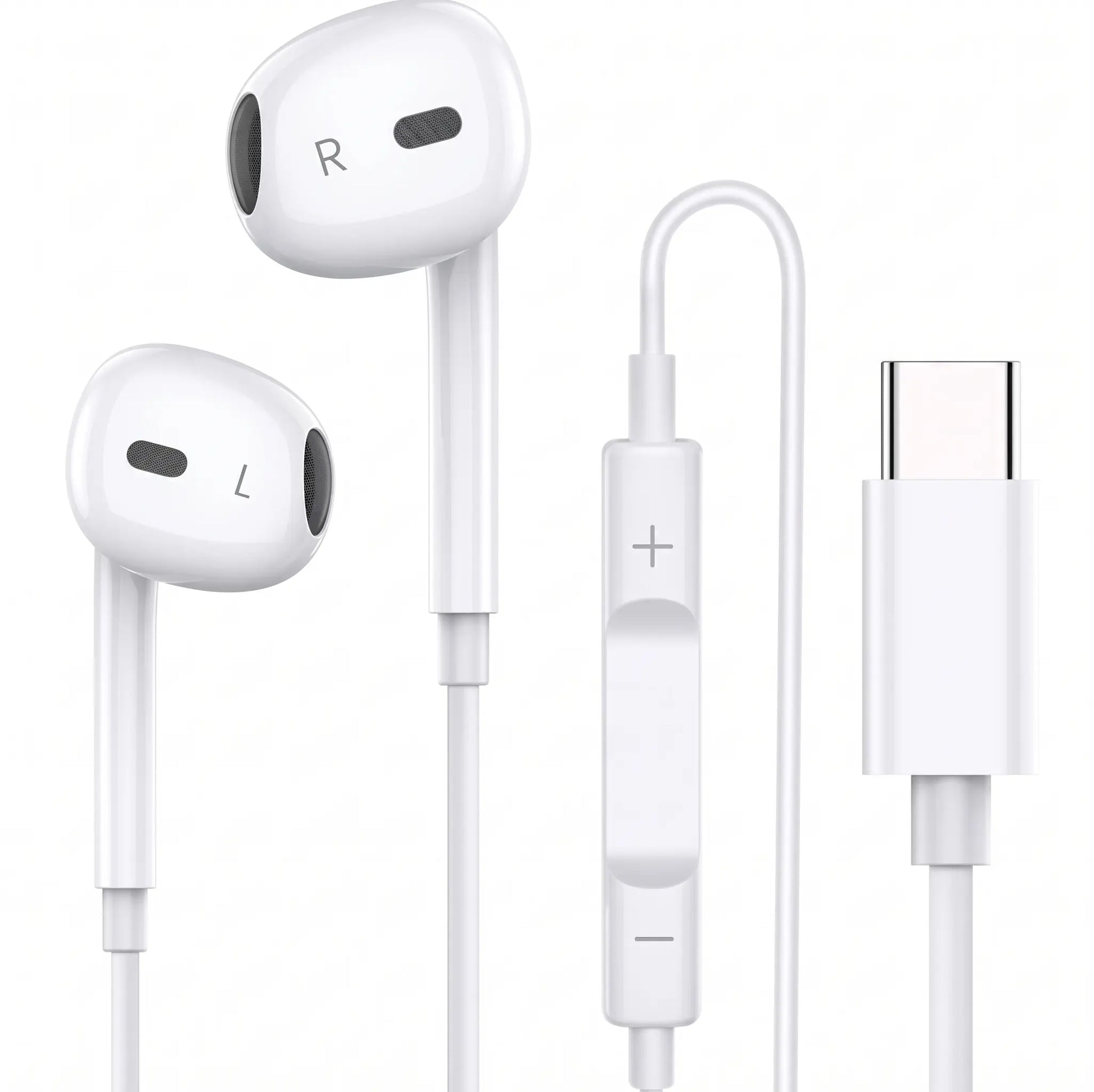 Wired Earphones with Microphone and Volume Control, Universal Type-C and Android Compatible Music Earbuds