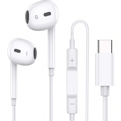 Wired Earphones with Microphone and Volume Control, Universal Type-C and Android Compatible Music Earbuds