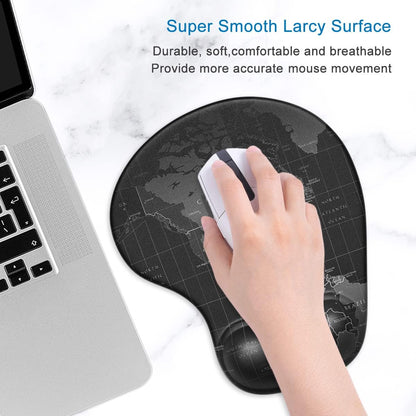 Ergonomic Gel Wrist Support Mouse Pad – Comfortable Non-Slip Design for Pain Relief, 8.7 x 7.2 Inches, Stylish Map Print