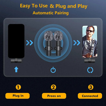 Hitozon Wireless Lavalier Microphone for iPhone 15/16/17, iPad, and Android - Portable USB-C Lapel Mic with Noise Reduction for Video Recording, Vlogging, TikTok, and YouTube