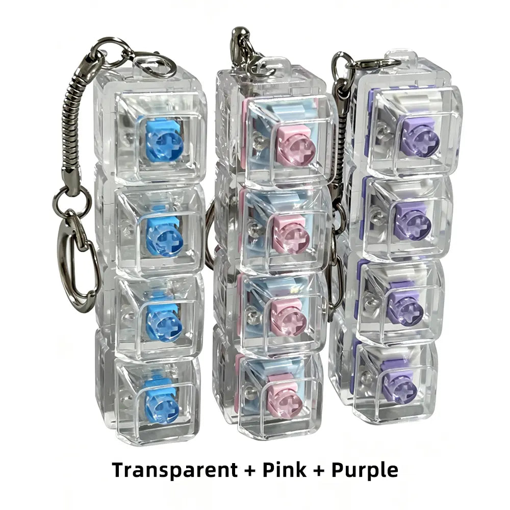 Stress-Relief Mechanical Keyboard Fidget Toy with LED Lights and Crystal Keycaps - Compact Design for Anxiety Relief and Holiday Gifting