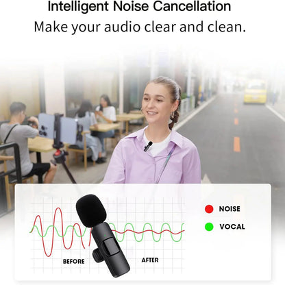 Hitozon Wireless Lavalier Microphone for iPhone 15/16/17, iPad, and Android - Portable USB-C Lapel Mic with Noise Reduction for Video Recording, Vlogging, TikTok, and YouTube