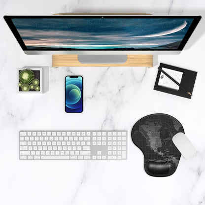 Ergonomic Gel Wrist Support Mouse Pad – Comfortable Non-Slip Design for Pain Relief, 8.7 x 7.2 Inches, Stylish Map Print