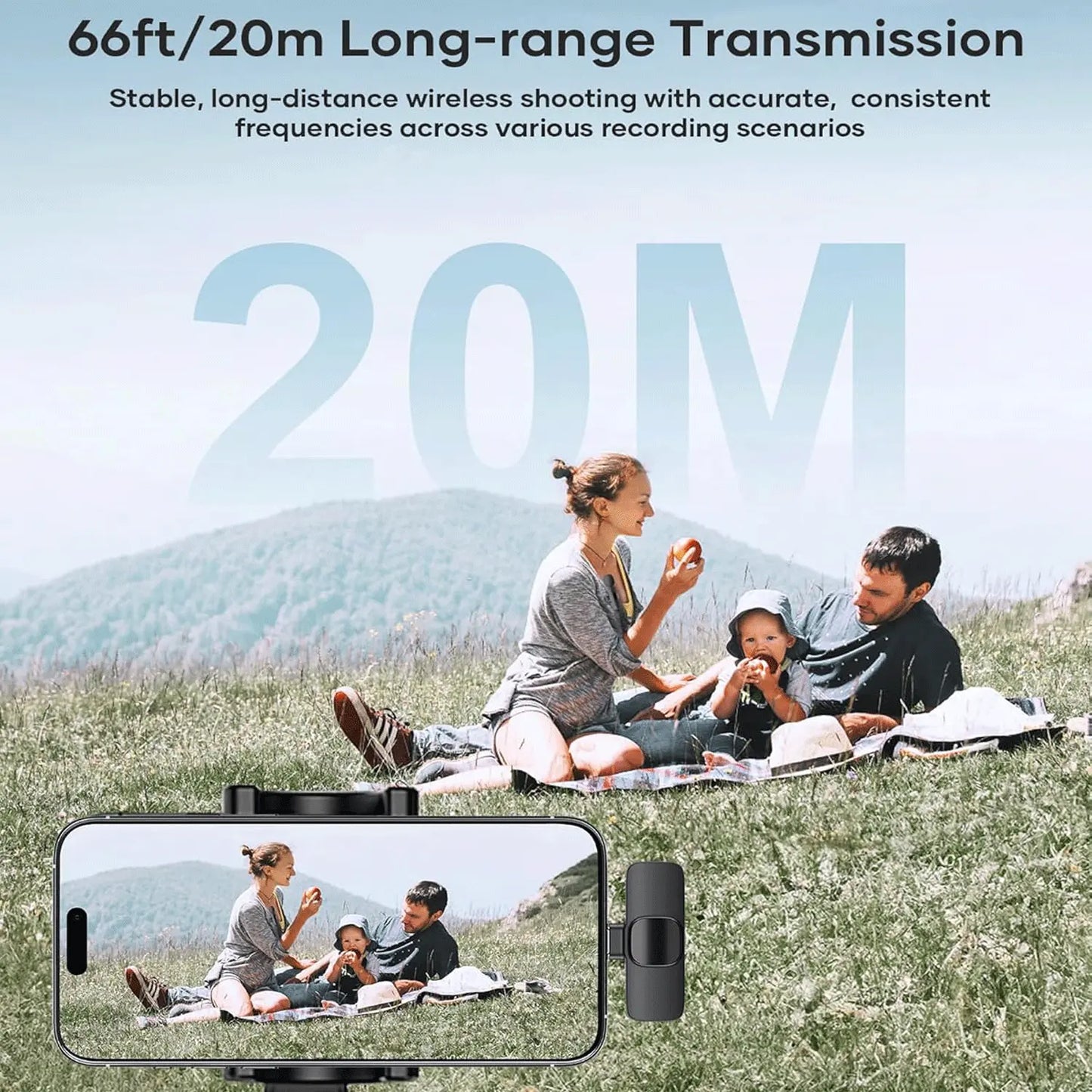 Hitozon Wireless Lavalier Microphone for iPhone 15/16/17, iPad, and Android - Portable USB-C Lapel Mic with Noise Reduction for Video Recording, Vlogging, TikTok, and YouTube