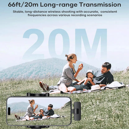 Hitozon Wireless Lavalier Microphone for iPhone 15/16/17, iPad, and Android - Portable USB-C Lapel Mic with Noise Reduction for Video Recording, Vlogging, TikTok, and YouTube