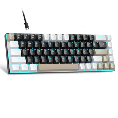 Magegee Portable 60% Mechanical Gaming Keyboard, Mk-Box LED White Backlit Compact 68 Keys Mini Wired Office Keyboard with Red Switch for Windows Laptop PC Mac - Grey