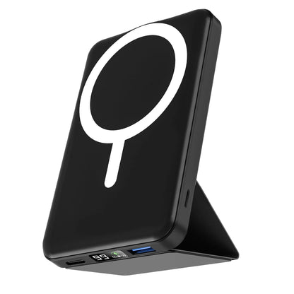 10,000mAh Magnetic Wireless Power Bank with LED Display | 22.5W Fast Charging MagSafe Battery Pack with Stand | Compatible with iPhone 17/16/15/14/13/12 Series | Portable Foldable Lithium-Ion Travel Charger with USB Type-C