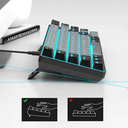 Magegee Portable 60% Mechanical Gaming Keyboard, Mk-Box LED White Backlit Compact 68 Keys Mini Wired Office Keyboard with Red Switch for Windows Laptop PC Mac - Grey