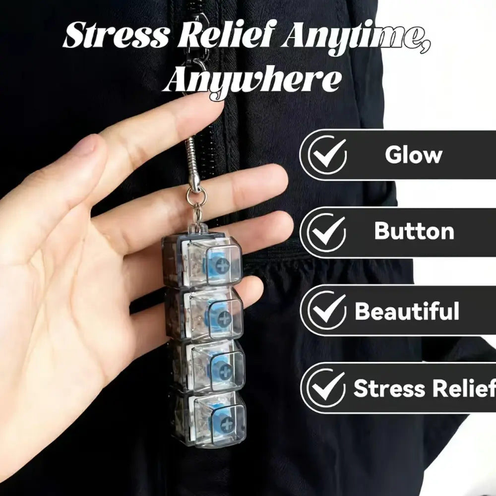 Stress-Relief Mechanical Keyboard Fidget Toy with LED Lights and Crystal Keycaps - Compact Design for Anxiety Relief and Holiday Gifting