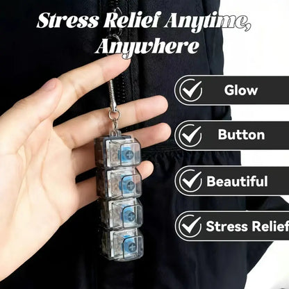 Stress-Relief Mechanical Keyboard Fidget Toy with LED Lights and Crystal Keycaps - Compact Design for Anxiety Relief and Holiday Gifting
