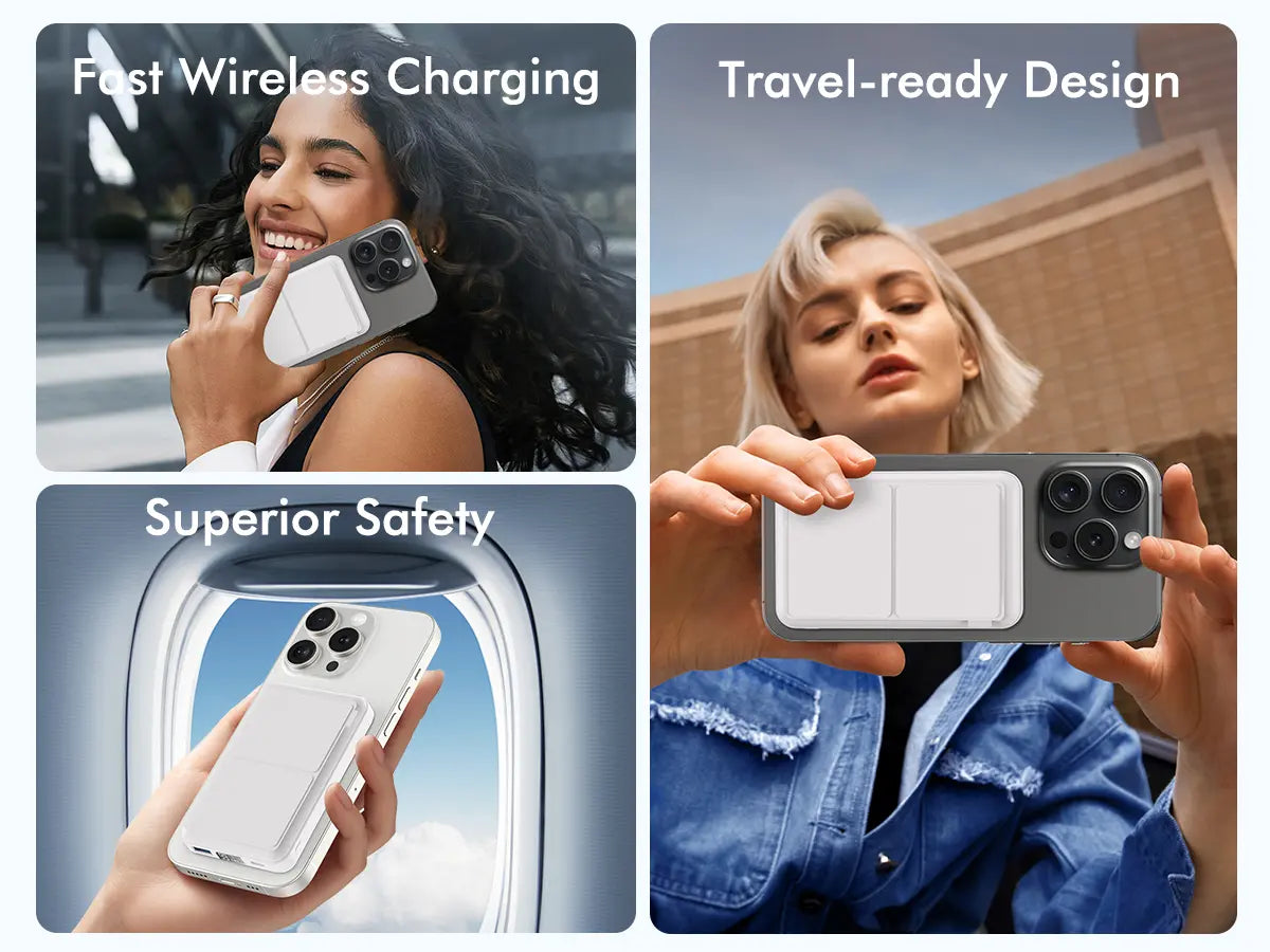 10,000mAh Magnetic Wireless Power Bank with LED Display | 22.5W Fast Charging MagSafe Battery Pack with Stand | Compatible with iPhone 17/16/15/14/13/12 Series | Portable Foldable Lithium-Ion Travel Charger with USB Type-C