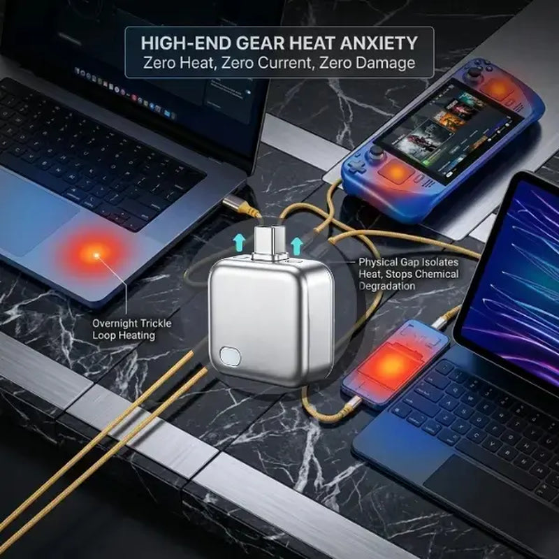 Looplyfe 140W Physical Disconnect Battery Guard with Auto and Self-Eject Charger, Smart Auto-Stop Charging Accessory for Mobile Devices and Laptops