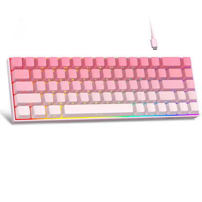 Magegee Portable 60% Mechanical Gaming Keyboard, Mk-Box LED White Backlit Compact 68 Keys Mini Wired Office Keyboard with Red Switch for Windows Laptop PC Mac - Grey