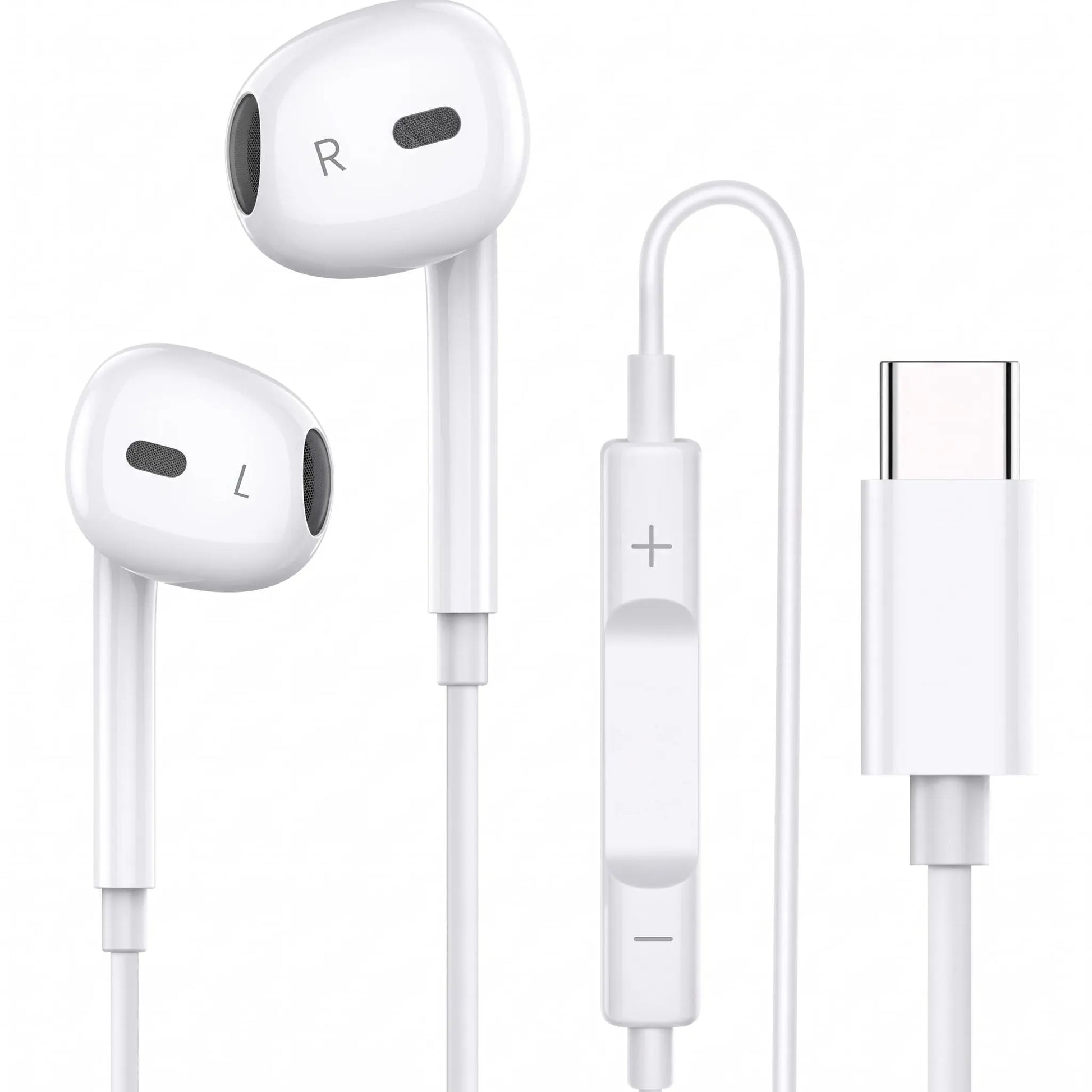 Wired Earphones with Microphone and Volume Control, Universal Type-C and Android Compatible Music Earbuds