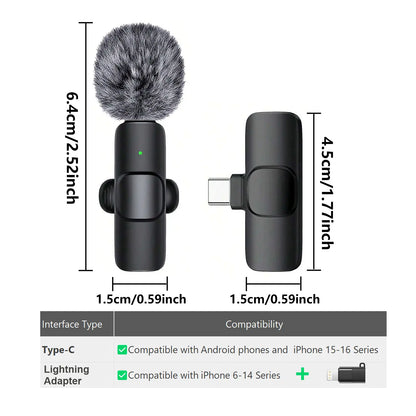 Hitozon Wireless Lavalier Microphone for iPhone 15/16/17, iPad, and Android - Portable USB-C Lapel Mic with Noise Reduction for Video Recording, Vlogging, TikTok, and YouTube